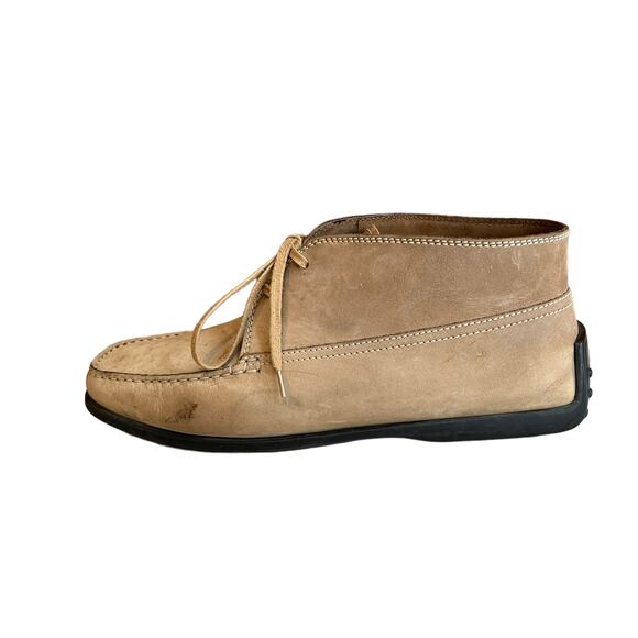 Tods Driving Moccasin Boots Brushed Suede Tan main image 6